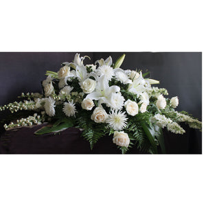 All White Casket Spray - The Blooming Idea Florst - The Woodlands, Texas