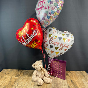 Teddy Bear + Lindt Gourmet Truffles + Valentine's Balloon Bouquet