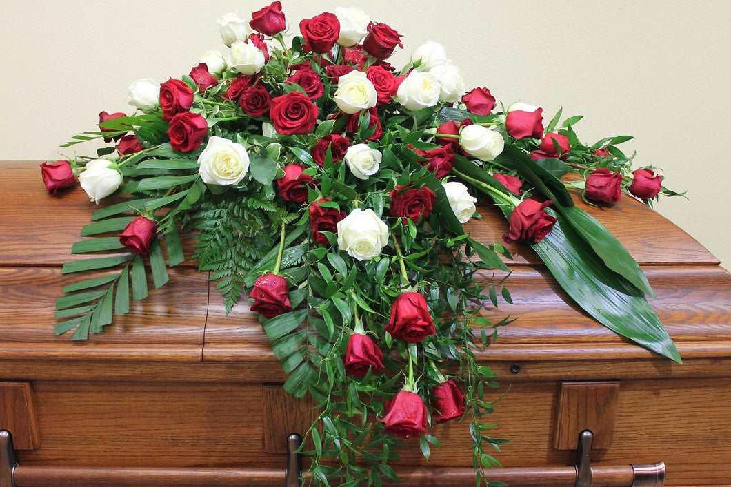 Red & White Casket Spray